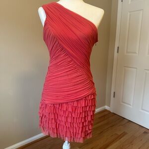 bebe One-Shoulder Coral Dress